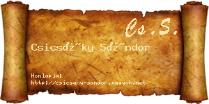 Csicsáky Sándor névjegykártya